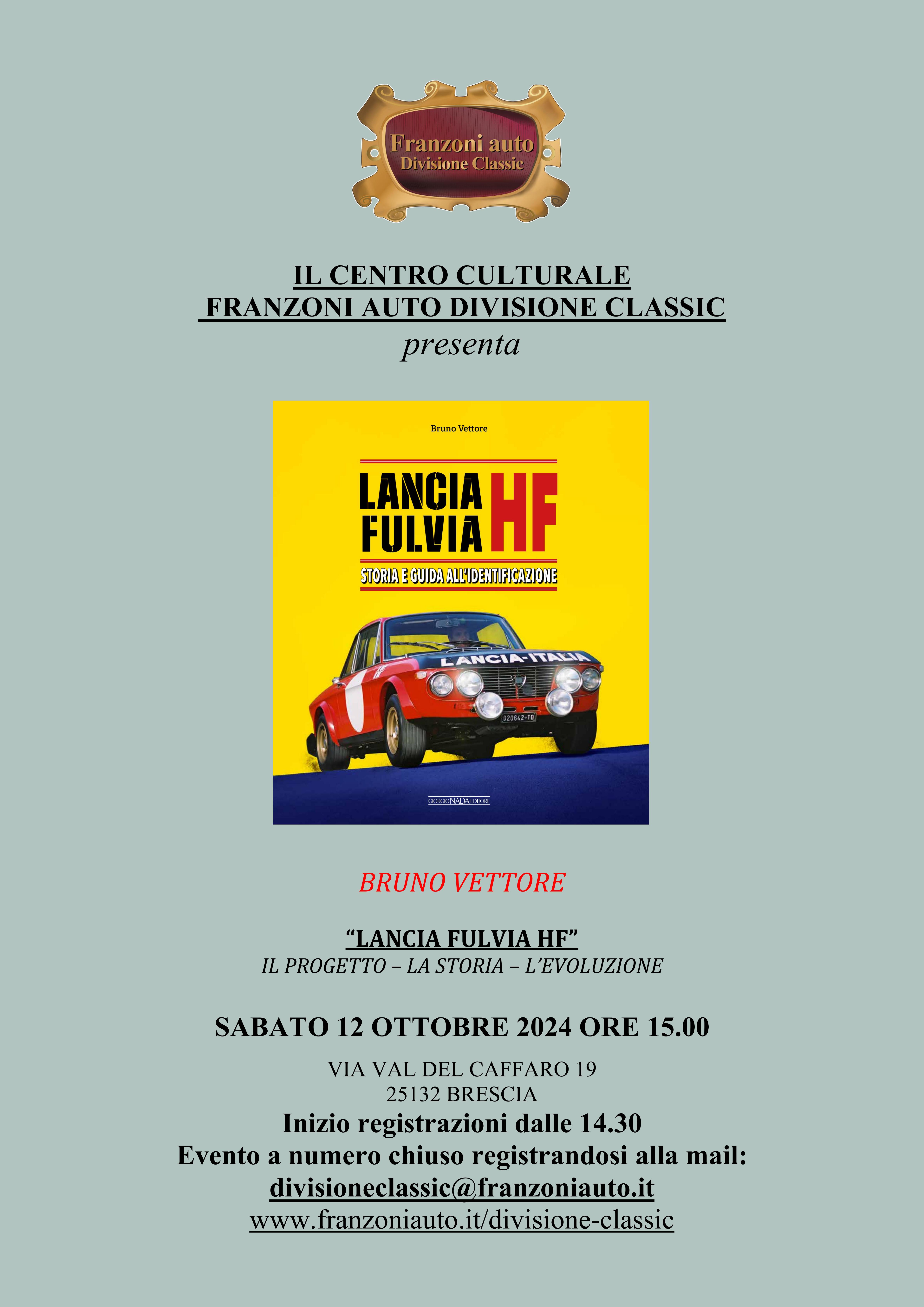 presentazione lancia fulvia hf franzoni auto